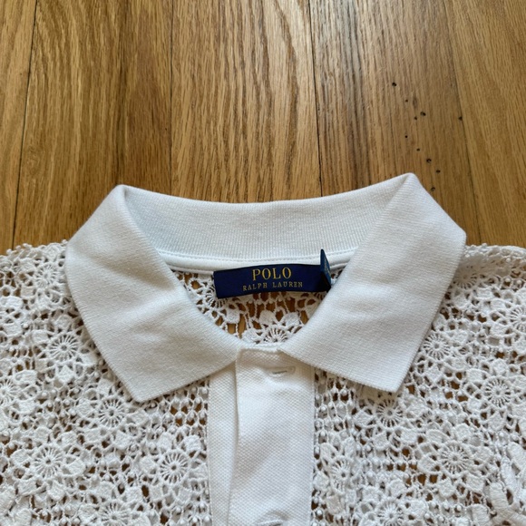 Polo Ralph Lauren Lace Polo Shirt in White - Picture 2 of 14